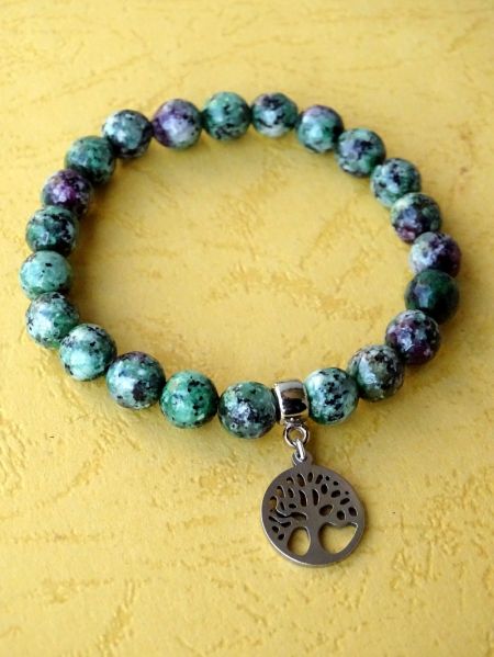 Ruby Zoisite and Tree of Life Pendant, Bracelet